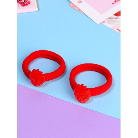 Hair gum "Pupsenok", set 2 pcs., Strawberry, 3.5 cm, red-1