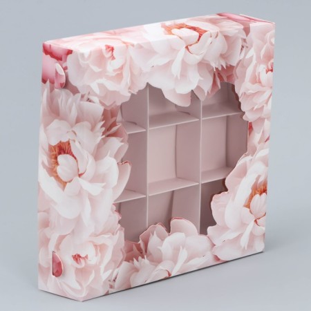 Box for sweets, confectionery packaging, 9 cells, “tenderness”, 14.7 x 14.7 x 3.5 cm-1