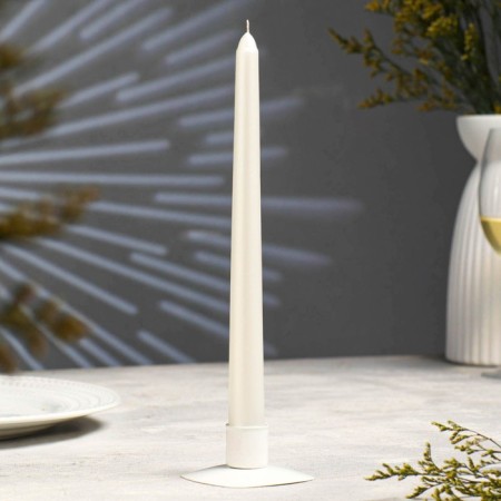 Antique candle, 2.3x 25 cm, varnished, white metallic