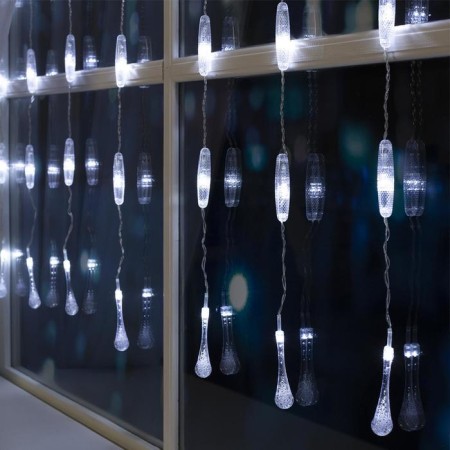 Garland "Curtain" 2.5 × 0.65 m with nozzles "Drops", IP20, transparent thread, 50 LED, glow white, 8 modes, 220 V-2