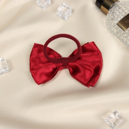 Hair elastic band "Schoolgirl style" beads, 10.5 cm, red-1