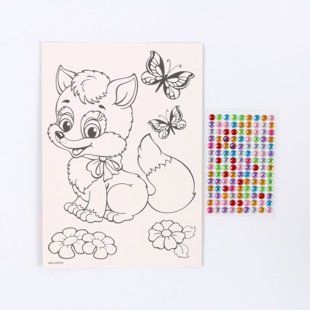 Application with rhinestones "Beautiful Fox" 14.8x21 cm-3