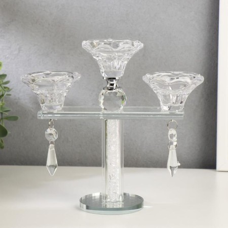 Glass of Glass for 3 candles "Flower buds" 18x19.5x7 cm-1
