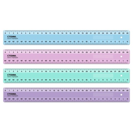 Line 30 cm Istanm, plastic, 2 scales, opaque, pastel colors, euro suspension, mix