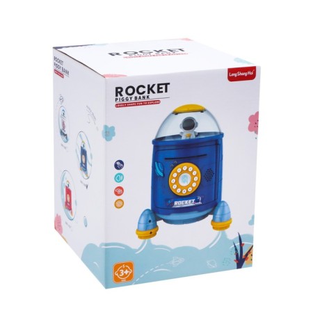 The piggy bank "Rocket", light, sound, sucks bills, blue color-5
