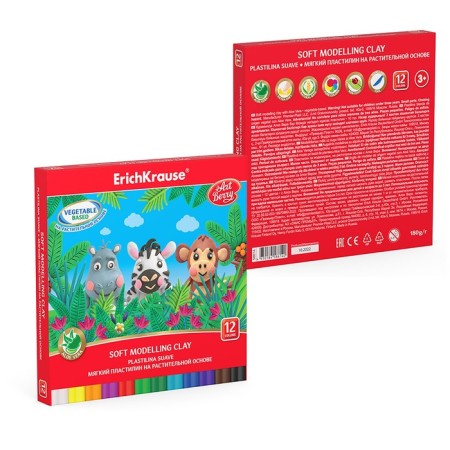 Plant -based plasticine, 12 colors, artberry premium, with aloe vera, soft, with glass, 180 g-3