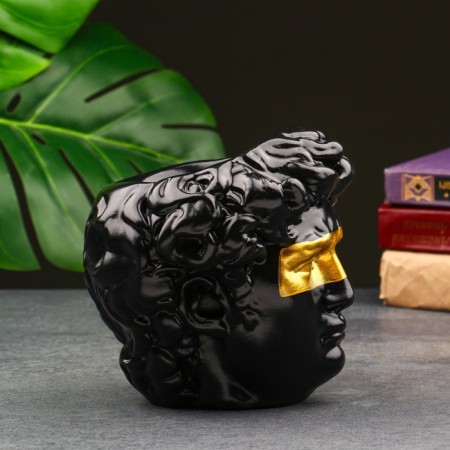 Kashpo - organizer "David's head, large" black, gold, 16 cm-4