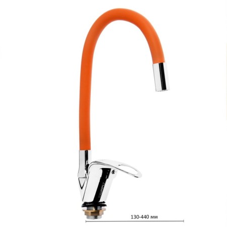 Kitchen mixer Zein Z2114, single -leaf, flexible surge, 40 mm cartridge, orange/chrome-3