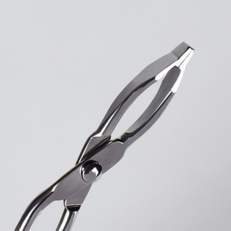 Pinzet in the form of scissors, curved, 8 cm, silver color-3