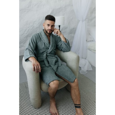 Tainted male bathrobe, size 46, emerald color-5