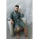 Tainted male bathrobe, size 46, emerald color