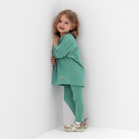 Suit for girls (T -shirt, leggings) minku olive color, height 98 cm-5