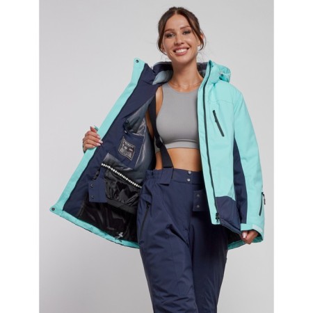 Ski jacket female winter, size 60, turquoise color-9