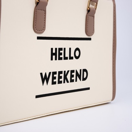 Bag Female Tout with zipper, beige color-4