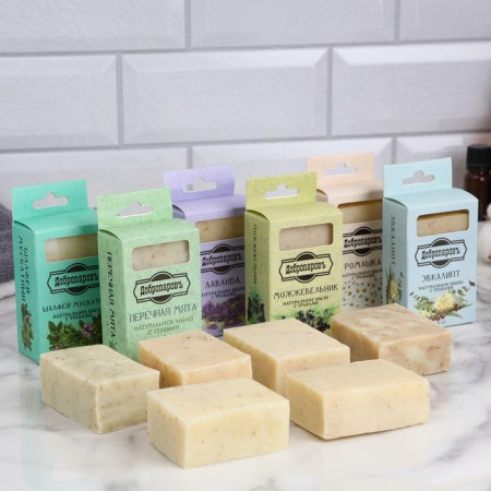 A set of natural soap "lavender, mint, eucalyptus, juniper, chamomile, sage" 6x100 g