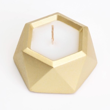 Candle "Hexagon. Marble" in the candlestick of gypsum is small, 7x3.5cm, gold-2