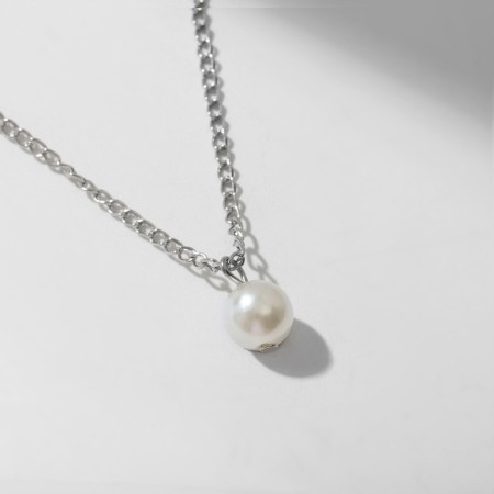 Piece "Pearl Bead" White color in silver, 42 cm-2