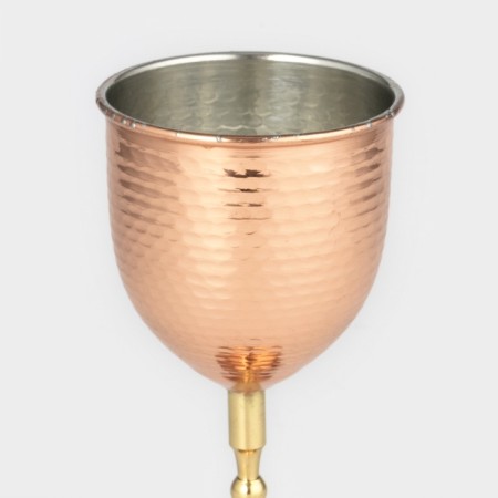 Copper glass, 250 ml, d = 7.5 cm, h = 15 cm, minting, brass leg, 1 variety-1