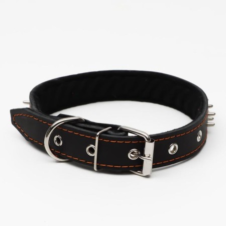 Leather collar on synthetic winterizer "Hedgehog", 64 x 3 cm, Osh 40-55 cm, black-1