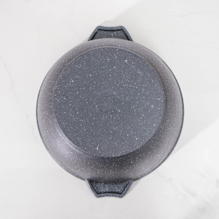 Granite pan, 5 l, d = 26 cm, h = 13 cm, glass cover, anti -stick coating, gray color-2