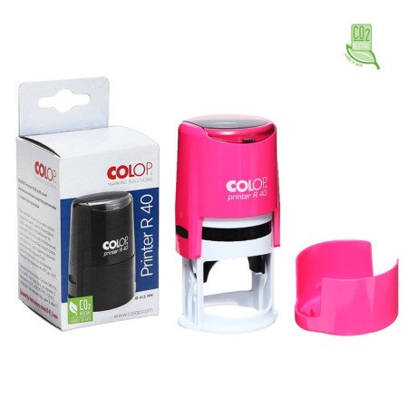 Equipment for round printing automatic Colop Printer R40, diameter 41.5 mm, with lid, pink neon case