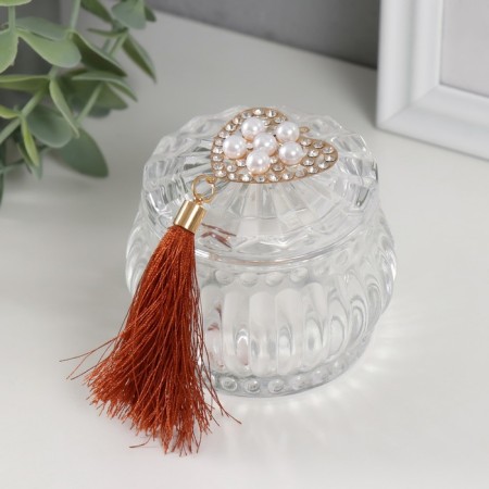 Casket Glass "Pearl of Pearl" with a brush 7x7x7 cm-1