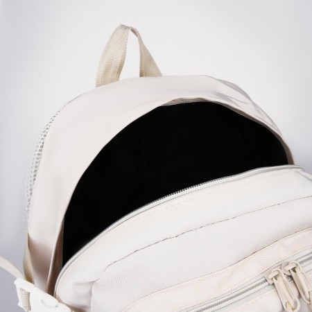 School backpack from textiles, 6 pockets, milk color-6
