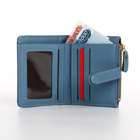 Women's wallet on the button, blue color-5
