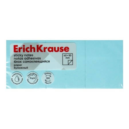 Block with a sticky edge paper 40x50 mm, Erichkrause, 300 sheets, blue-1