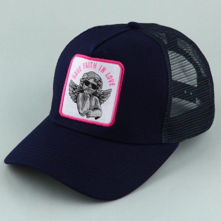 Women's cap with a grid "Angel", Blue color, rn 56-1