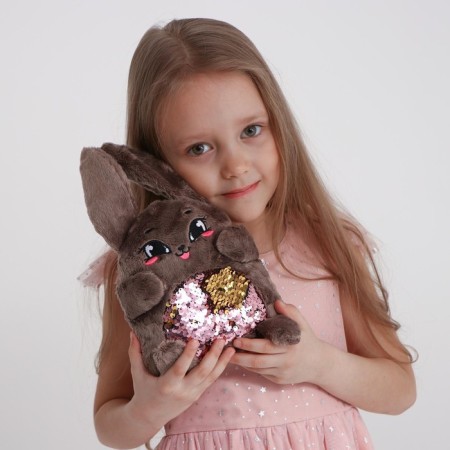 Soft toy "Bunny Sophie", with sequins, 16x8x17 cm-1