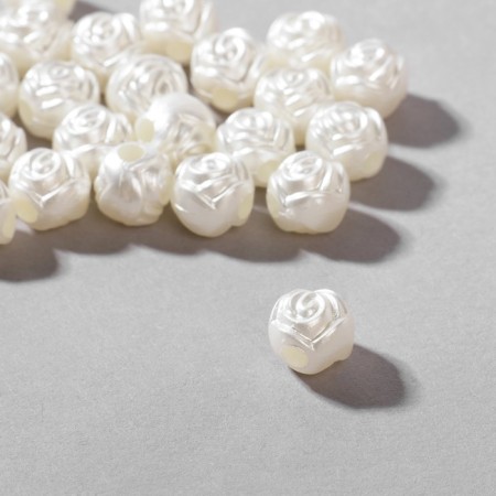 Plastic beads "roses", set 50 pcs., 0.8 × 0.8 × 0.8 cm, white color-1