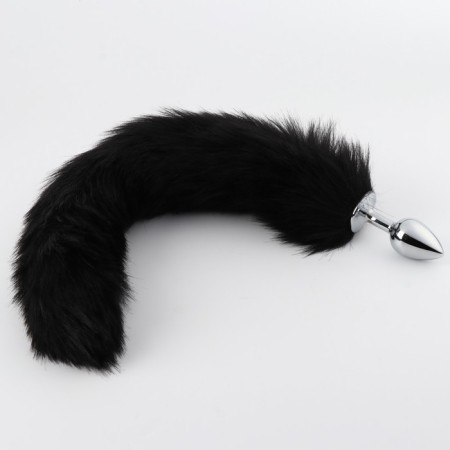 Anal traffic jam with a fur on the oksa, silver sleeve 28 mm, tail 400 mm, black