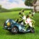 Garden figure "Frogs in car No. 1" 34x22x24cm