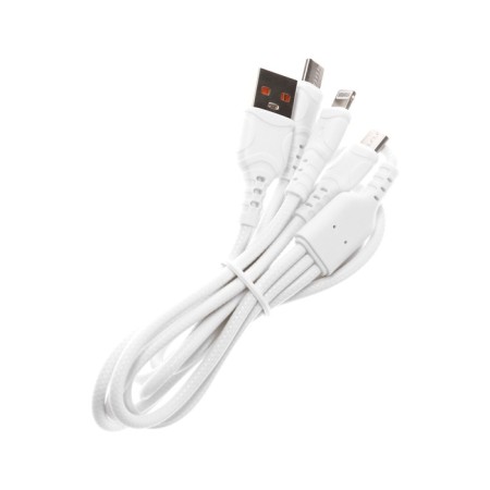 Cable D05E, 3 V 1, Type-C-Microusb-Lightning, 1 m, charging+data transfer, white-2