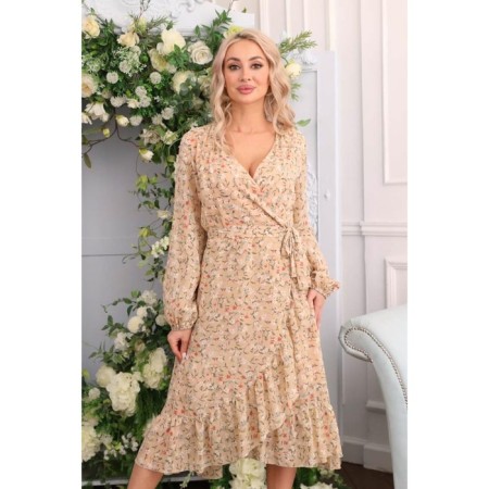 Female dress, size 52, beige color-7