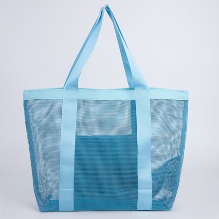 Bag - Shoper beach, 33x32x1 cm, with a grid, blue color-3