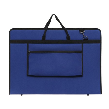 Folder for drawings and drawings for artists A2, 650 x 450 x 40 mm, with handles, textile, with pockets, "inspiration" 1B21, blue-1