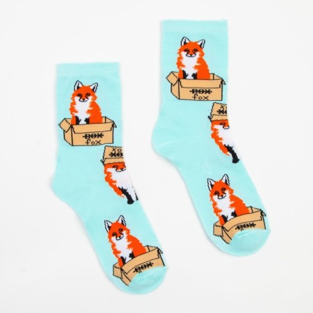 Women's socks "Fox in the box", mint color, size 23-25-1