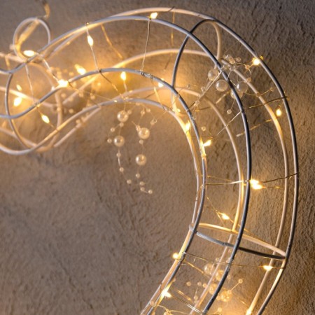 LED figure "Heart with beads" 40.5 × 39.5 cm, metal, batteries AAX2 (not complete), glow warm white-2