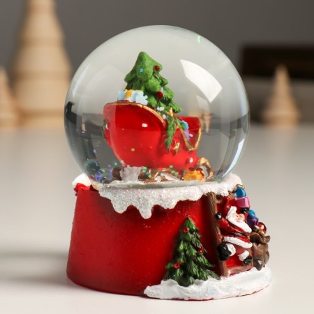 Souvenir Polystone Water Ball "Sails Santa Claus with gifts" 7x8x9 cm-2