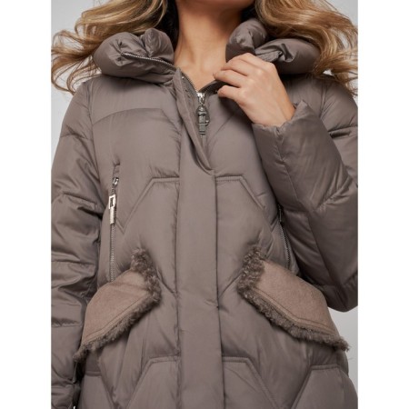Coat insulated winter female, size 52, brown color-16