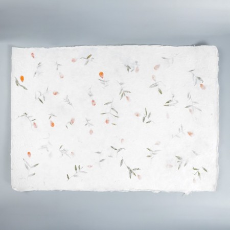Handmade paper with flowers and herbs "red leaves" 55x80 cm