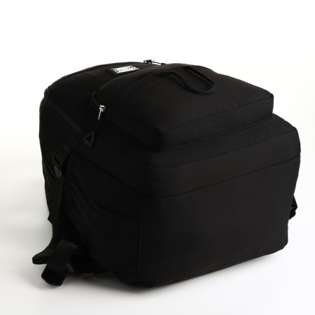 School backpack from textiles on lightning, 7 pockets, black color-4