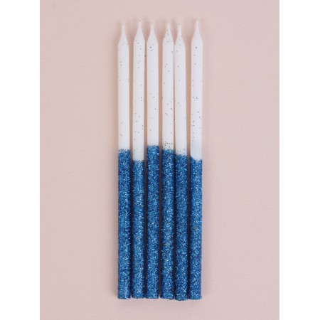 Candles for the cake "Brilliant radiance", 6 pcs, white with blue-1