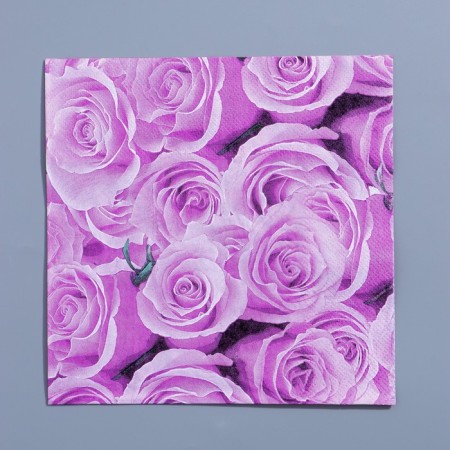 Paper Napkins "Roses", 33 × 33 cm, set 20 pcs., Lilac color