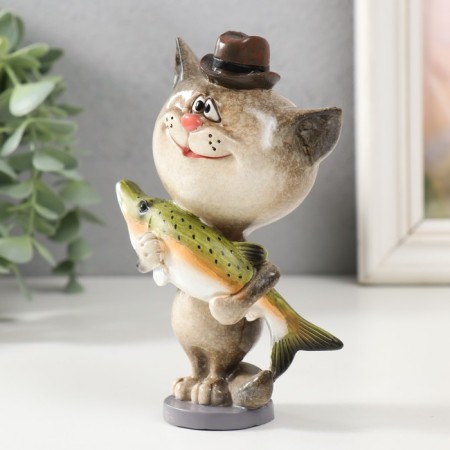 Souvenir Polystone Lac "Kitik-Rybak with catch" 9.2x6.3x14 cm-3