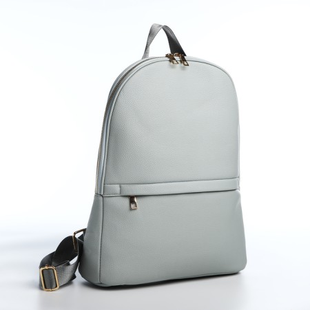 Women's backpack made of artificial leather with lightning, 2 pockets, color light blue