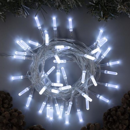 Garland “thread” 5 m with nozzles “crystal”, IP20, transparent thread, 50 LED, white glow, 8 modes, 220 V