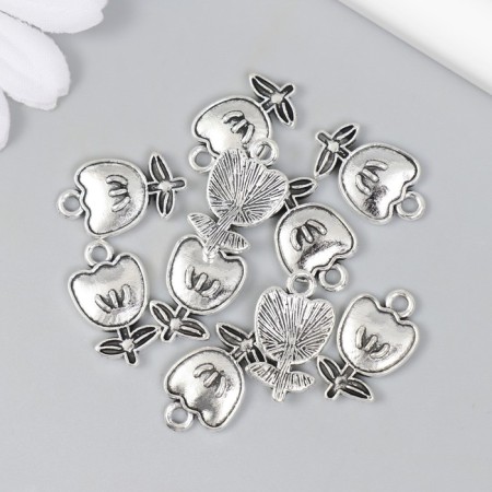 Decor for creativity Metal "Flower with leaves" silver 1.2x2 cm-2